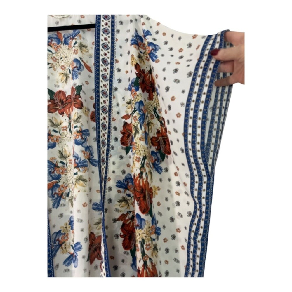 Max Studio London Floral Kimono Cardigan Boho Duster Open Front Lightweight L - Picture 3 of 7